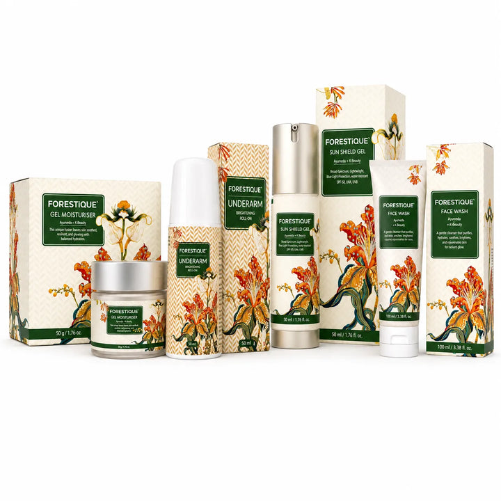 Forestique Fresh & Protect Essentials (Sunscreen + Face Wash + Under Arm Brightening Roll On + Bakuchiol Body Lotion)