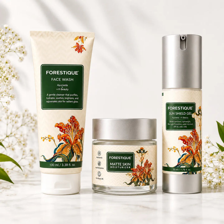 Forestique Matte Glow Trio (Face Wash + Silicon Free Matte Moisturizer + Sunscreen)